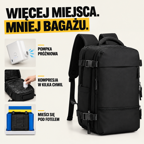 Plecak podróżny z kompresją próżniową 40×20×25 cm