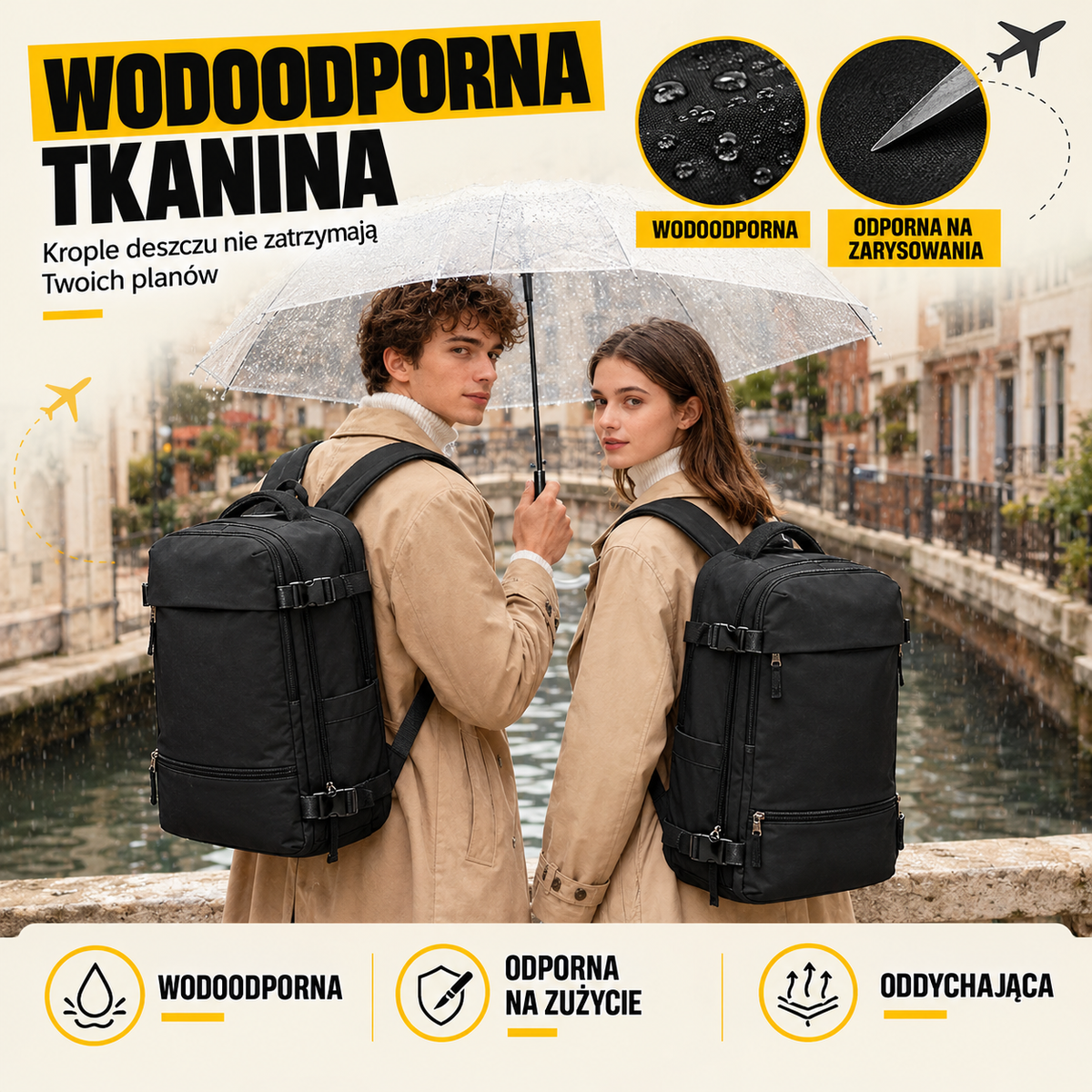 Plecak podróżny z kompresją próżniową 40×20×25 cm